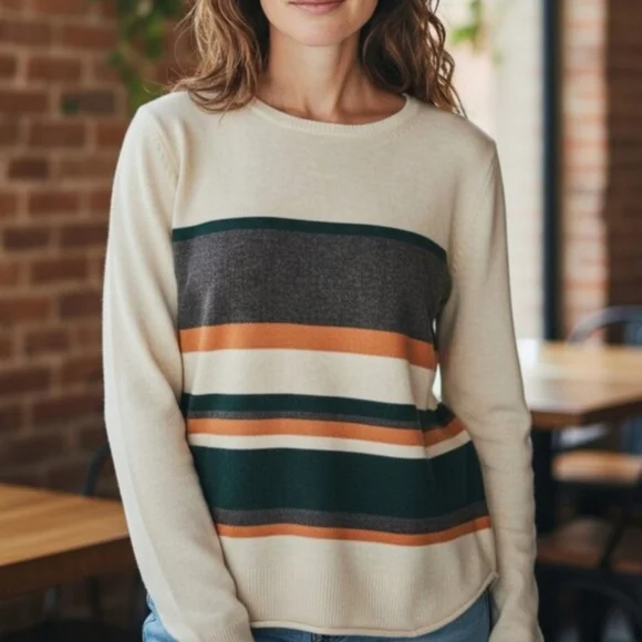 Duluth Trading Co. Shiftless Crewneck Sweater Womens Sz Medium Blue Colorblock‎ - Picture 10 of 12